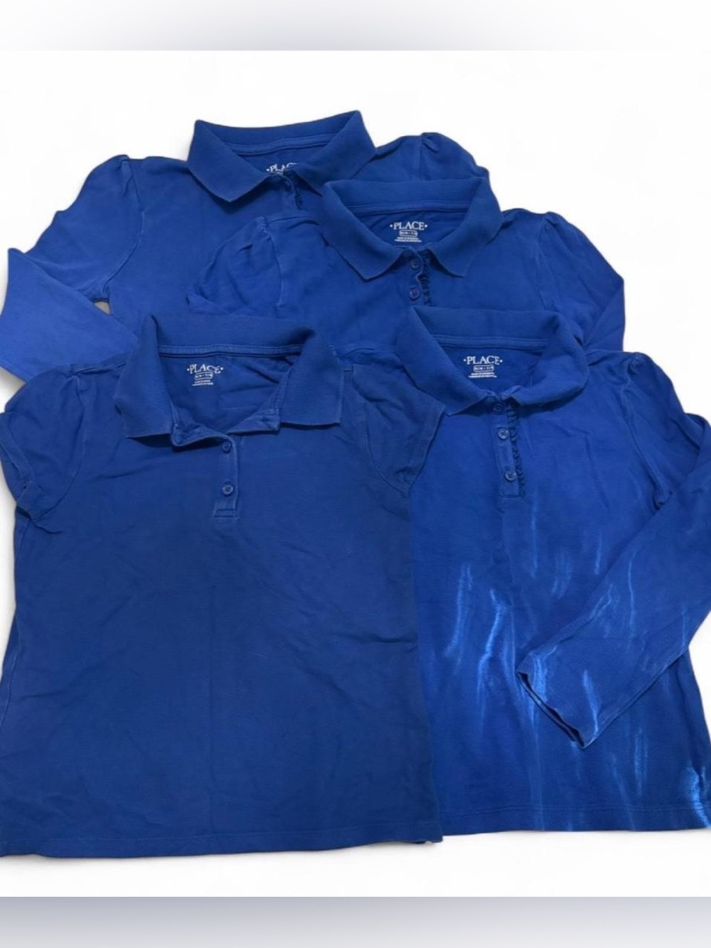 Girls' School Uniform Polo Shirt Bundle – 4 Pieces – Size M (7/8) – Royal Blue –